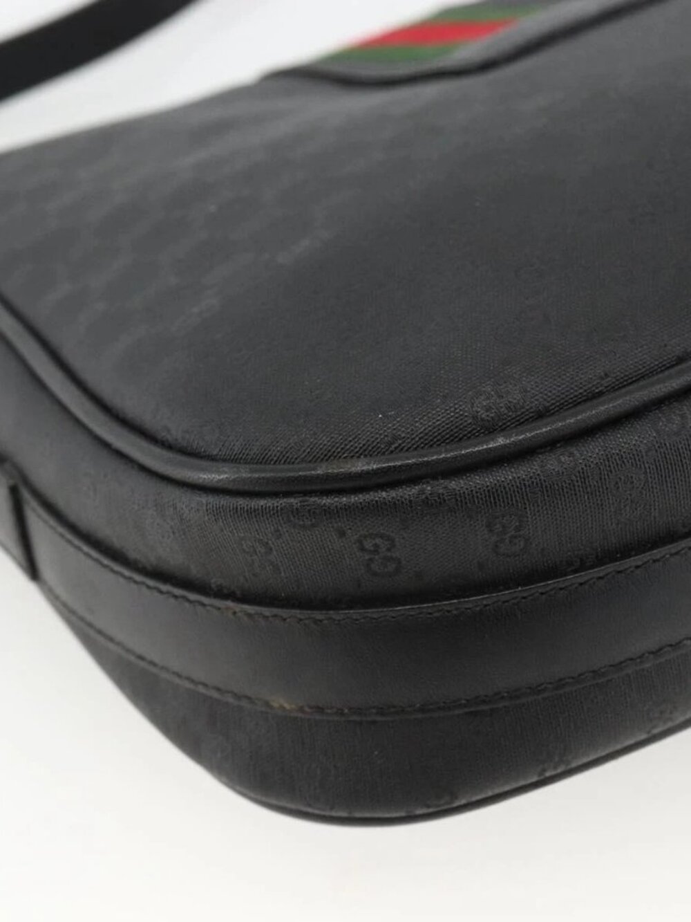 GUCCI Micro GG Supreme Web Sherry Line Bag PVC Black 001 115 0914 Auth ARZ351 - Picture 5 of 16